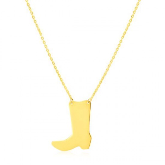 14K Yellow Gold Necklace With Cowboy Boot